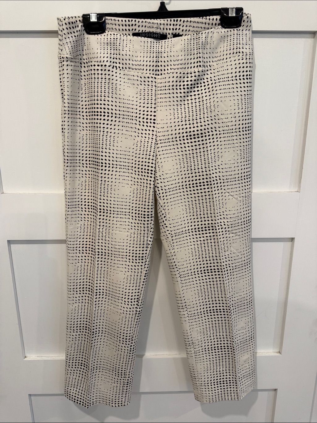 Insight Cream Cropped Pants With Black Dot-Grid
